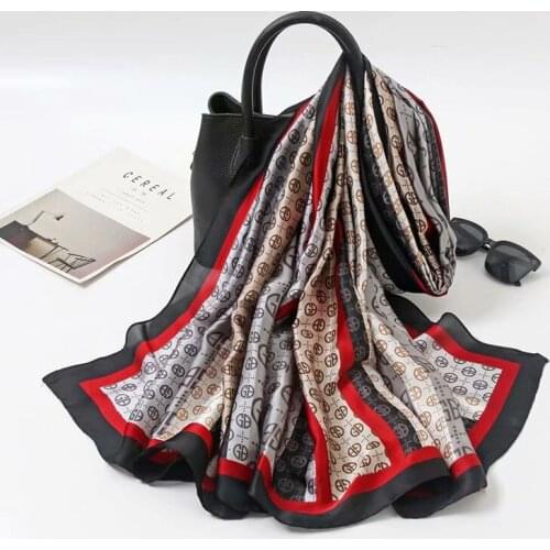 2021 Women Silk Winter Scarf Luxury Design Print Lady Beach Shawl Scarves Fashion Smooth Foulard Female Hijab