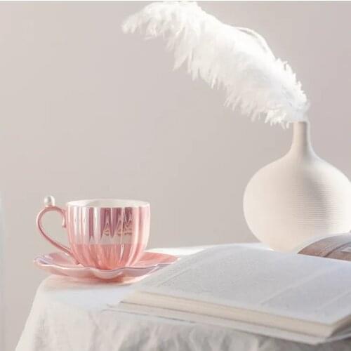 240ML British Style Pearl Shell Cup Ceramic Tea Set European Luxury Small Exquisite Coffee Cup Plate Set Afternoon Tea Cup