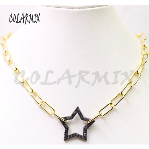 3Pcs Mix colors star pendants necklace Link chain necklace jewelry accessories not fade metal jewelry for women 50959