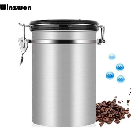 304 Stainless Steel Kitchen Airtight Container Coffee Container Tea Canister Coffee Beans Ground For Fresher Container