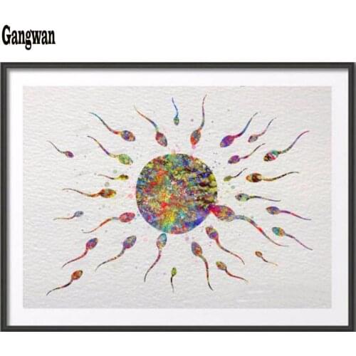 Sperm cells watercolor pattern diamond painting cross stitch wall art 3D diamond embroidery rhinestone mosaic Home Decoration