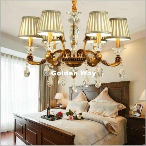 Free Shipping Bronze Crystal Chandelier Living Room Lamps Dining Room Bedroom Nordic Retro Chandelier Lighting 100% Guaranteed