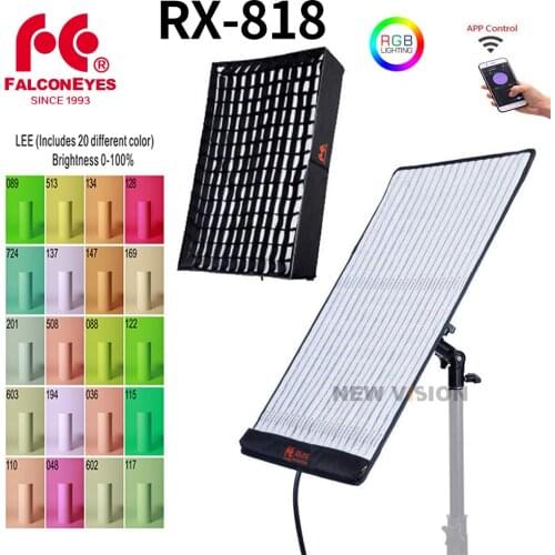 FalconEyes RX-818 100W RGB LED Video Fotografia Light Support APP Remote Control Portable 8 Scene Modes Continuous Lighting Lamp