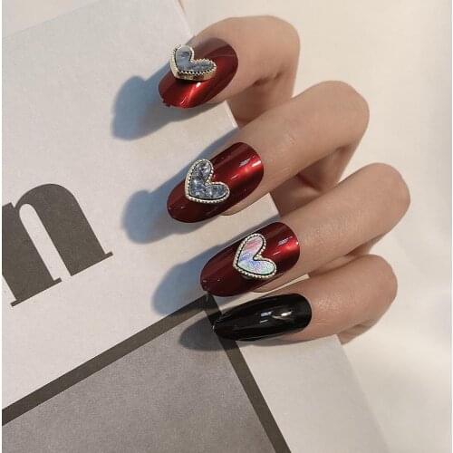 10 Pcs/Set Delicate Peach Love Heart DIY Nail Art Decorations Nail Ornaments Rhinestone Jewelry Nail Drills Manicure Design