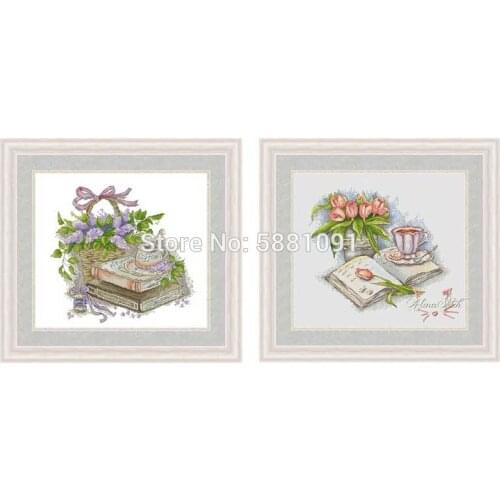 Book and coffee patterns Counted Cross Stitch 11CT 14CT 18CT DIY Chinese Cross Stitch Kits Embroidery Needlework Sets home decor