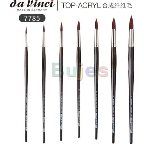 Da Vinci Oil & Acrylic Series 7785 Top Acryl Paint Brush, Round Red/Brown Synthetic with Long Ergonomic Handle, Size 1-50