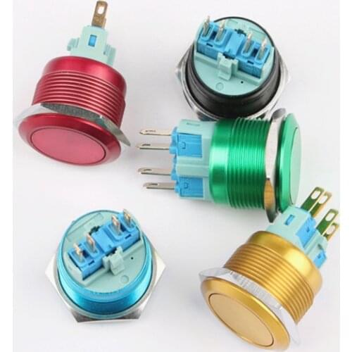 22mm Metal Button Switch Coated with Color Self-reset 1 Normally Open 1 Normally Closed 4-legged Waterproof Button