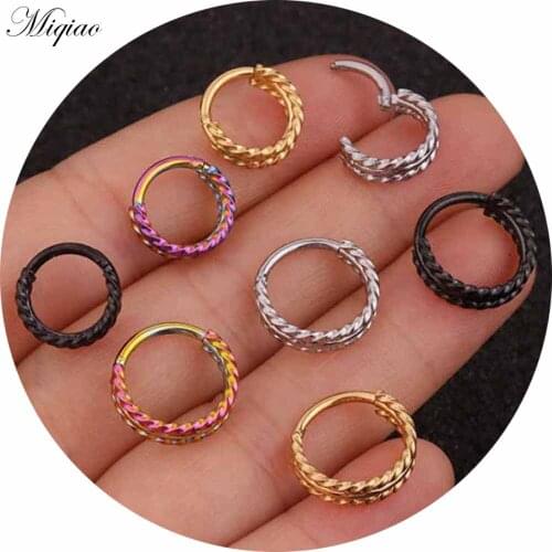 Miqiao 2pcs Explosive Personalized Twist Closed Ring Ear Bone Ring Exquisite Human Body Piercing Jewelry