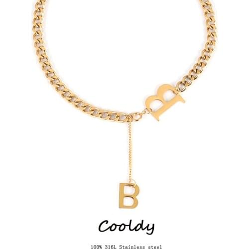 Stainless Steel Necklace Letter Thick Chain Choker Necklace Men Euramerican Punk Roman Numerals Necklaces For Women Jewelry