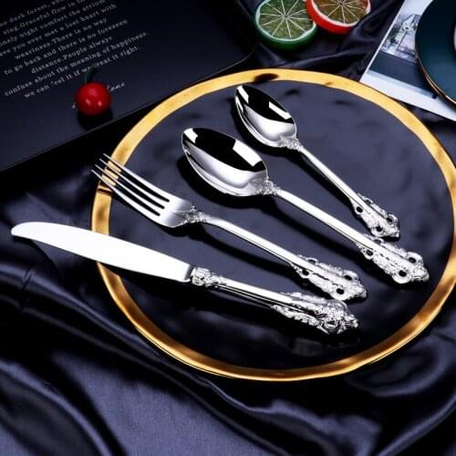 European Style Stainless Steel Cutlery Set Hotel Restaurant Home Knife Fork Spoon Suit Gold And Silver Dessert Steak Cutlery