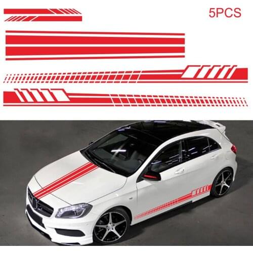 5Pcs Car Stickers Body Sticker Decals Stripes Car Side Door Body Hood Rearview Mirror Decal Stickers Set Racing