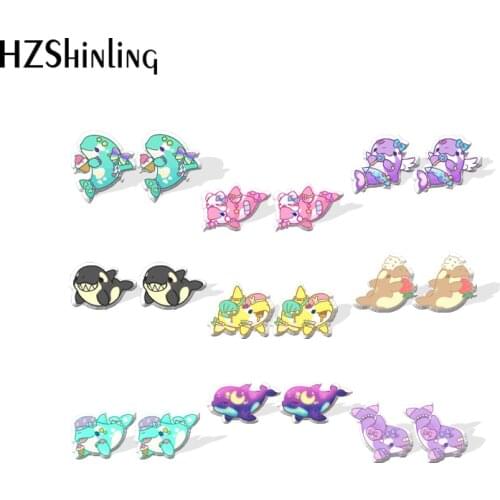 2021 New Cute Orcas Stud Earring Sweet Whales Acrylic Resin Earrings Epoxy Handmade Jewelry Gifts Girl