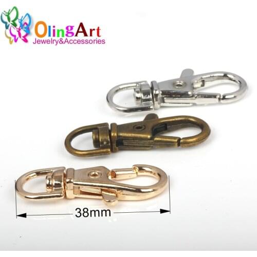 OlingArt 38MM 6pcs/lot Alloy Key Ring silver-color retro style Lobster Clasp light yellow Gold-color Antique Bronze diy jewelry