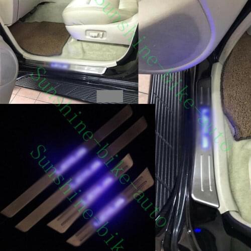 Fit For Toyota Landcruiser 1998-2007 Door Plate Threshold Pedal Welcome Panel with LED 4pcs