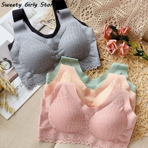 Plus Size Push Up Bra For Women Lingerie Sexy Lace Brassiere Seamless Comfort Tops Breast Intimates Padded Underwear Wire Free