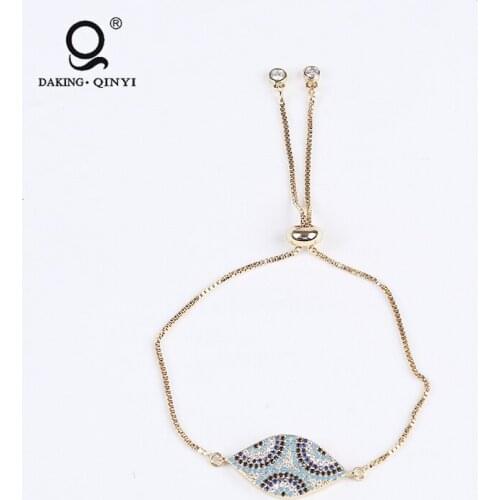 Luxury Fashion Colorful Eyes Full Zircon Ball Charm Adjustable Bracelet For Women