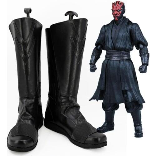 Hot Movie Star Darth Maul Shoes Boots Cosplay Adult Men Black Halloween Party Boots