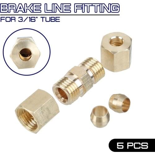 Hydraulic Brake Lines Union 5PCS 33 x 10mm Brass Straight Reducer Compression Fitting Connector 3/16" OD Tube