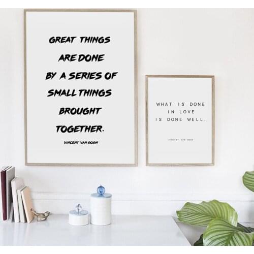 Vincent Van Gogh Inspiration Quote Canvas Print Poster , What Is Done In Love .. Art Typography Canvas Painting Wall Decor