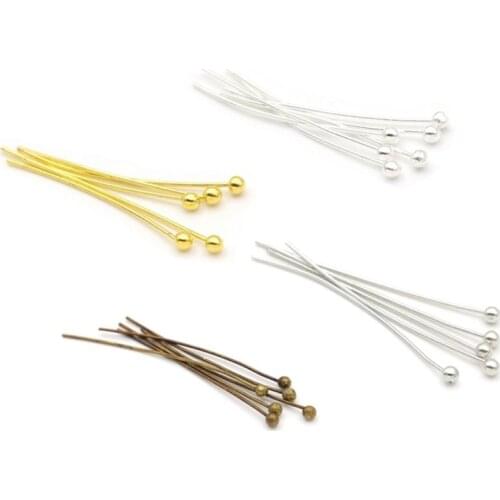 200pcs/lot 18 20 24 30 35 40 mm Gold Silver Metal Ball Head Pins For Diy Jewelry Making Head pins Findings Dia 0.5mm Supplies