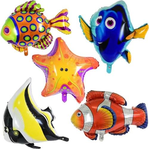 1Pc Large Sea World Fish Balloons Foil Shark Star Horse Balloon Sea World Globos Birthday Party Decorations Kids Inflatable Toys