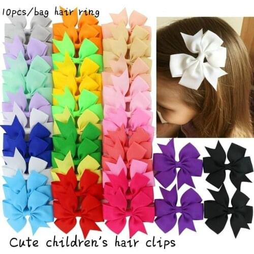 10Pcs/lot Colors Ribbon Bows Clips Child Hairpin Girls Princess Hair Bows Boutique Hair Clip Headwear Kids Hair Accessories Set