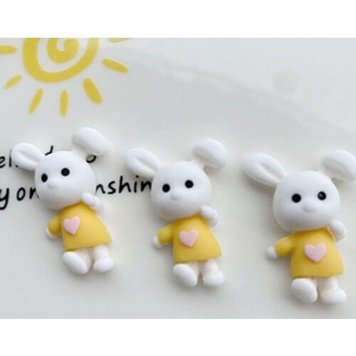 20Pcs Kawaii Happy Rabbit Hippo Fox Flat Back Resin Cabochons Scrapbooking DIY Jewelry Craft Phone Case Decoration Accessories