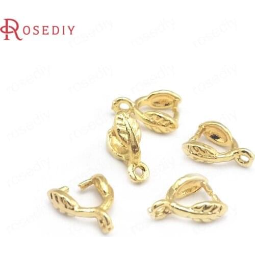 40453)20PCS Full Size 9MM Hole1.5MM 24K Gold Color Brass Charm Pendants Connector Jewelry Making Supplies Findings Accessories