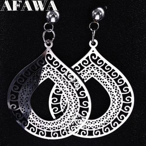 2021 New Fashion Water Drop Stainless Steel Stud Earrings for Women Silver Color Earrings Jewelry aretes de mujer E1513S01