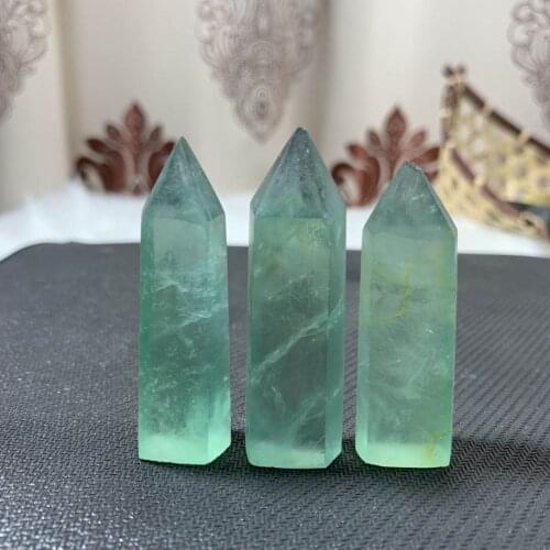 3 pcs beautiful natural green fluorite stone point as gift wholesale for home decor