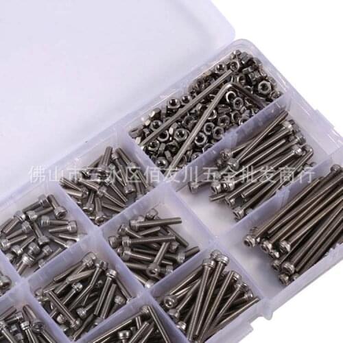 440pcs/ M3 304 Stainless Steel Hex Hexagon Socket Screw Nut Set Head Cap Screws Hex Socket Screw L6-40mm
