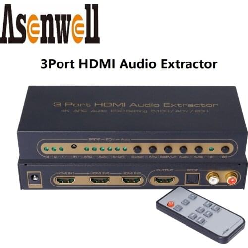 4K HDMI Swither Splitter Toslink SPDIF 5.1 Digital 2CH R/L Analog Audio FHD 1080P 3D 4Kx2K MHL ARC EDID Set HDMI Audio Extractor