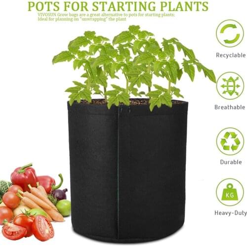 5Pcs Plant Growth Bag Fabric Flower Pot Grow Bags Vase For Transplanting Garden Vegetables Potato With Self-Adhesive Sides