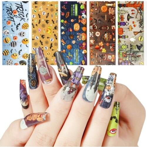 6Sets/lot Mix Designs Butterfly Flowers Nail Sticker Halloween Christmas Decals Wood Pulp Nail Decoration toys