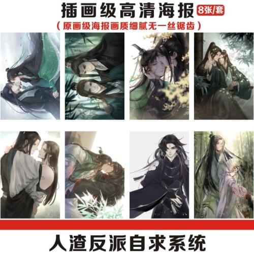8Pcs/Lot Anime Poster The Scum Villain’s Self-Saving System Art Print Wall Stickers Home Room Decoration Size21*28.5