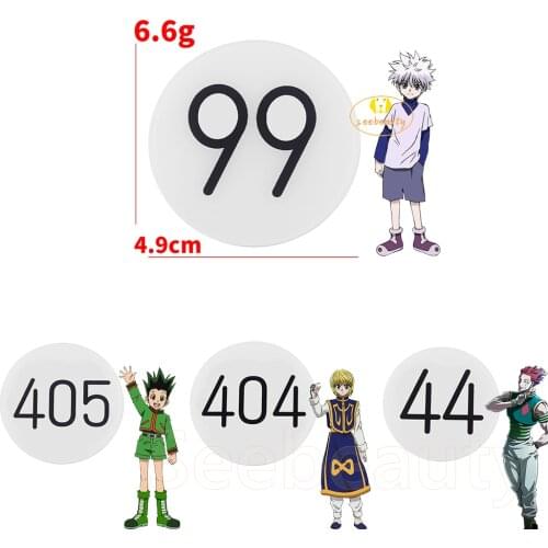 Anime Hunter x Hunter Cosplay Badges 405 Gon Freecss 404 Kurapika 44 Hisoka 99 Killua Zoldyck Brooch Pins Halloween Costume Prop