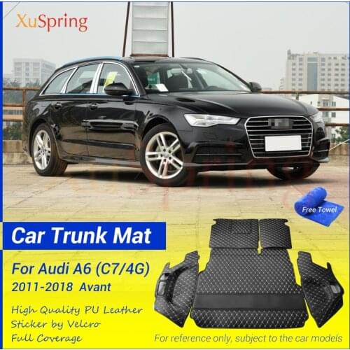 Car Rear Tail Trunk Mat Durable Boot Carpets Cargo Liner Cover Protective Leather Accessories For Audi A6 2011-2018 C7 4G Avant