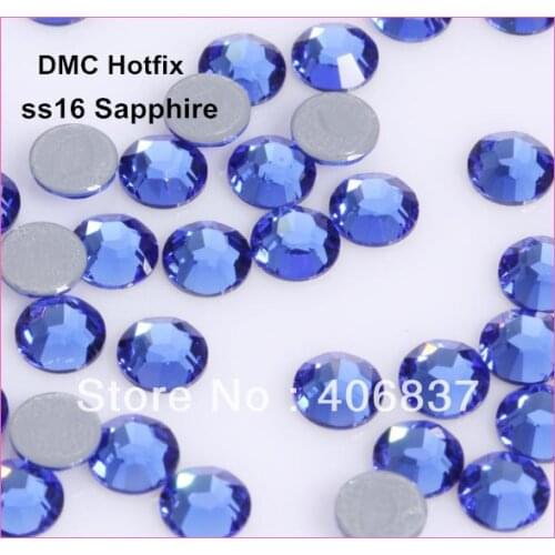 Free Shipping! 1440pcs/Lot, ss16 (3.8-4.0mm) High Quality DMC Sapphire Iron On Rhinestones / Hot fix Rhinestones