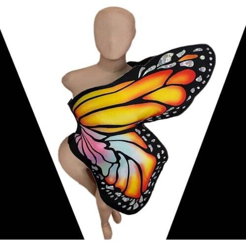 Butterfly Wings Bodysuit Butterfly fairy costume halloween party cosplay singer club DS Show Performance Stage Wear Outfit