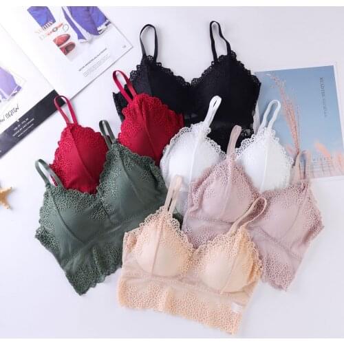 Linbaiway Women Bra Female Wrapped Chest Underwear Lace Beauty Back French Style Bralette Lingerie Ladies Padded Brassiere