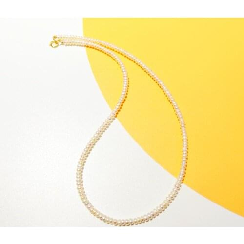 LiiJi Unique Choker Necklace 3-4mm Real Freshwater Pearl 925 Sterling Silver Classic Style Fine Jewelry for Women Nice Gift