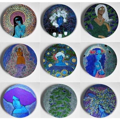 Alesya von Meer Painting Decorative Plate High Quality Beautiful Wall Plate Home Living Room Bar Art Plate Ceramic Handcrafts