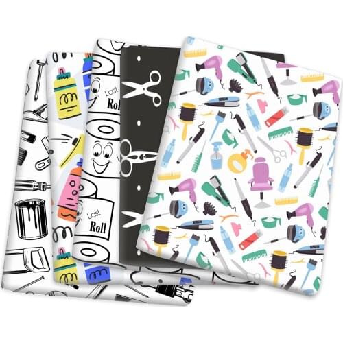 50*145cm Patchwork Scissors Printed Polyester Cotton Fabric Tissue Kids Home Textile for Sewing Needlework DIY Doll,1Yc11998