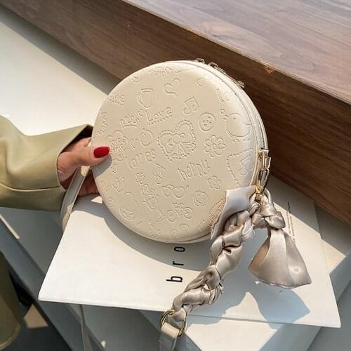 Girls Design Cute Bow Crossbody Bags for Women 2021 Summer Fashion Casual Circular Messenger Bag Ladies Small Round Shoulder Bag