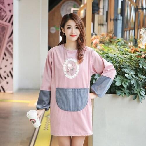 Home apron long-sleeved cute Korean adult overalls cotton work clothes kitchen fashion anti-dressing women