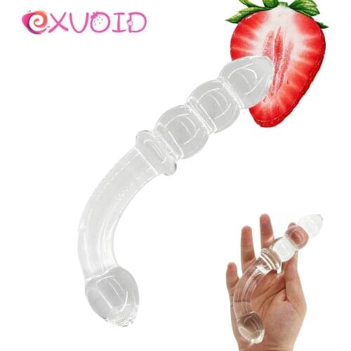 EXVOID Pyrex Glass Dildo Sex Toys for Women Men Gay Butt Plug Sex Shop Adult Products Artificial Penis Dick Crystal Anal Bead