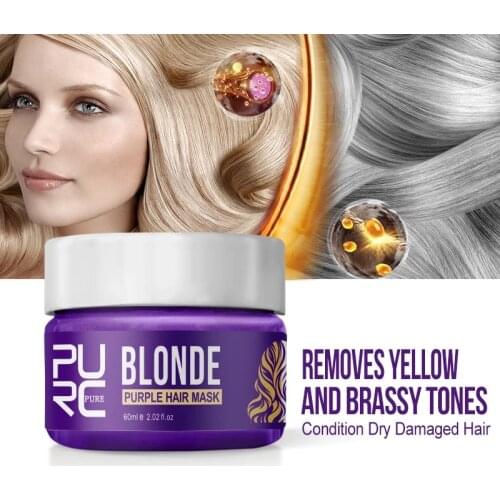 PURC Purple Hair Mask Removes Yellow And Brassy Tones Repairs Frizzy Make