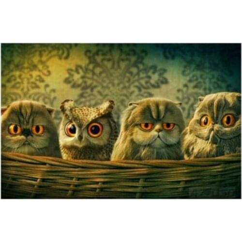 H1550 3d diamond painting full square animal, 5d owl diamond painting