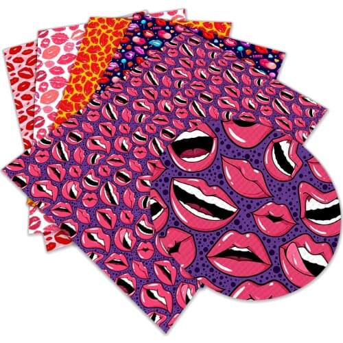 Fashion Lips Printed Artificial Leather A4 22X30cm for DIY Handmade Sewing Clothes Decorative Supplies L171 L172 L182