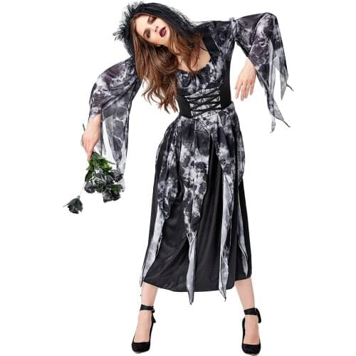 Halloween Costume Black Smudge Irregular Crow Bride Gradient Zombie Art Photo Danganronpa Cosplay Costumes
